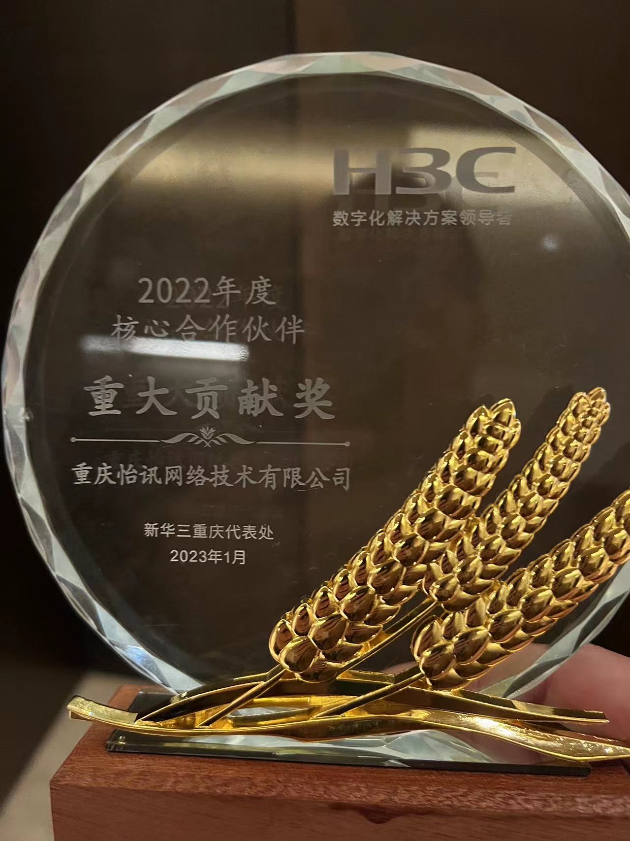 我公司荣获H3C颁发的“合作伙伴重大贡献奖”(图1)